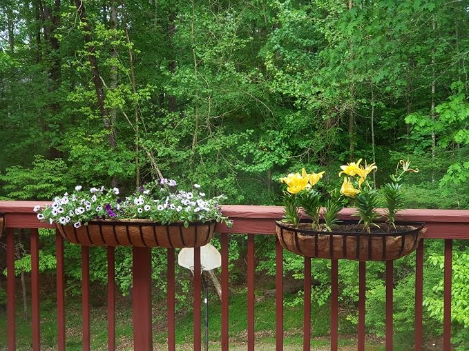 36 Inch Window Box Planters 2 Pack with Coco Liners, Rustproof Metal Hanging Flower Boxes for Outdoor Railing, Fence and Window Sill （2 Pack）