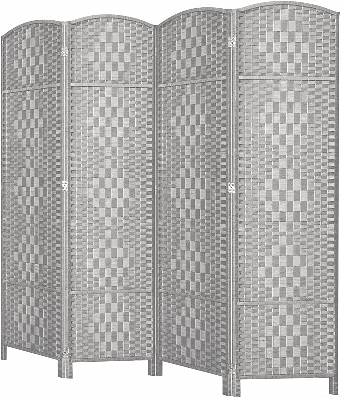 HALLYBEE Room Divider, Room Dividers and Folding Privacy Screens, 16in Privacy Screen, 4 Panel Temporary Wall Partitions, 6ft Space Separation Panel Screen, Stone Grey