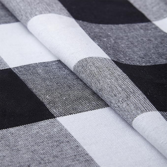 Encasa XO Cotton Cloth Napkins Set of 6, 17"x17" | Washable & Reusable Dinner Napkins Buffalo Black Checks Table Napkins for Farmhouse, Wedding, Holiday, Party & Everyday Dining