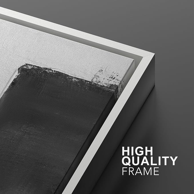 SIGNWIN Framed Canvas Print Wall Art Set Abstract Black White Minimalist Geometric Blocks Illustrations Graffiti & Street Art Modern Art for Living Room, Bedroom, Office - 24"x36"x2 WHITE