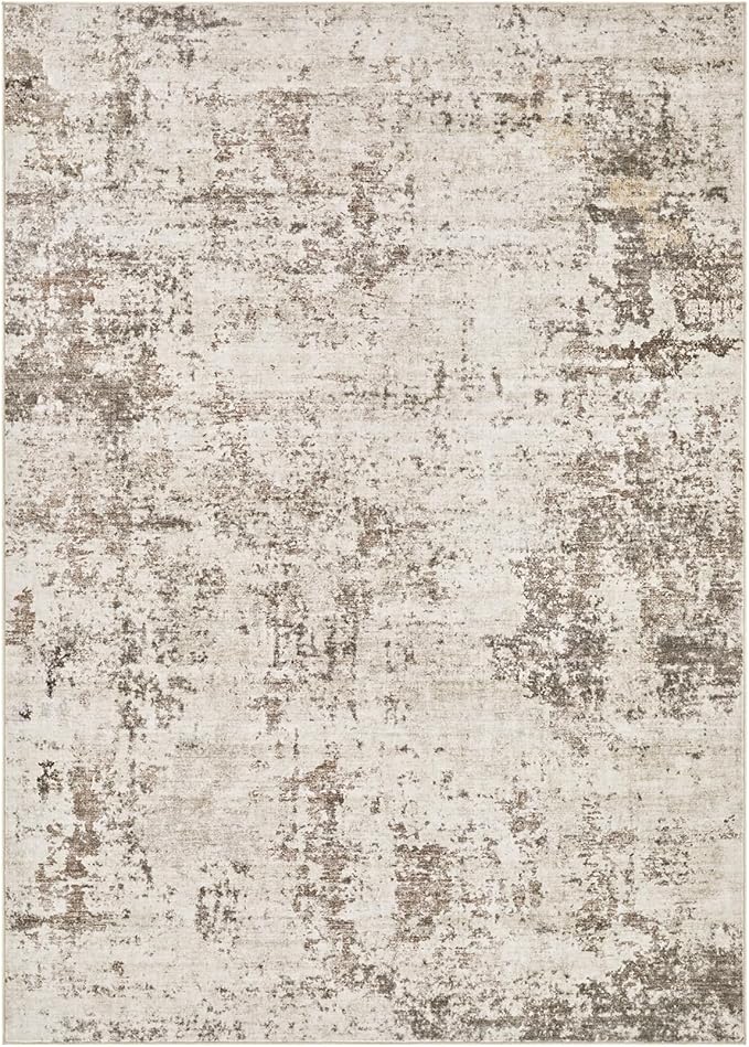 UERMEI 8x10 Washable Area Rug - Neutral Modern Abstract Living Room Rugs, Non-Slip Soft Large Indoor Floor Carpet for Bedroom Home Office & Under Dining Table Decor, Dark Brown