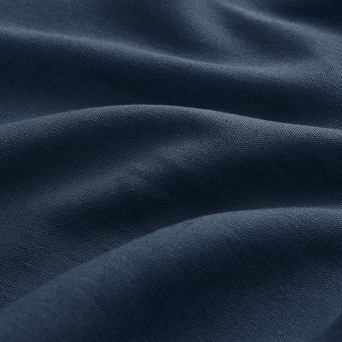 Aersas Denim Blue Pinch Pleated Linen Curtains 63 Inch Length 2 Panels for Living Room Bedroom Semi Sheer Window Curtain Boho Neutral Back Tab Pinch Pleat Drape with Hooks 40x63