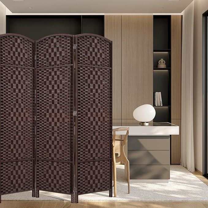 HALLYBEE Room Divider, Room Dividers and Folding Privacy Screens, 16in Privacy Screen, 3 Panel Temporary Wall Partitions, 6ft Space Separation Panel Screen, Brown