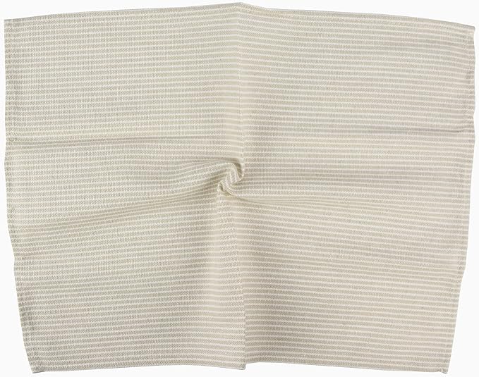 Narrow Striped Cotton Linen Blended Dinner Cloth Napkins - Set of 12 (40 x 30 cm) - for Events & Home Use (Beige)
