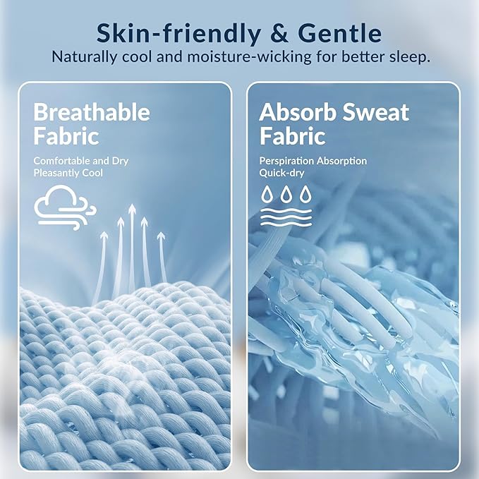 Exclusivo Mezcla 100% Cotton Muslin Blanket for Bed, King Size 4-Layer Moisture-Wicking and Breathable Ultra Soft Gauze Blanket for Spring Summer, 104"x90", Ice Blue