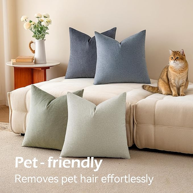 a moment Waterproof Throw Pillow Covers Set of 4,20x20 Inch Outdoor Stain Resistant Pet Friendly Pillowcases Cushion Covers for Patio Sofa and Living Room,Seaside Mist