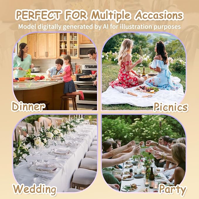 MYSKY HOME Rectangle Tablecloth, 60x60 inches, Heavy Duty Cotton Tassel Linen Look Waterproof Farmhouse Tablecloth, Wrinkle Free, Beige Tassels for Kitchen Dining, Party