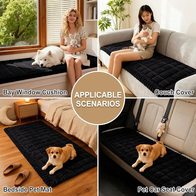 hyha Couch Cover for Dogs Washable, Non Slip Thick Flannel Sofa Protector, Pet Friendly Plush Furniture Cover for Sectional Sofa & Loveseat (Black, 27.6" x 70.9")