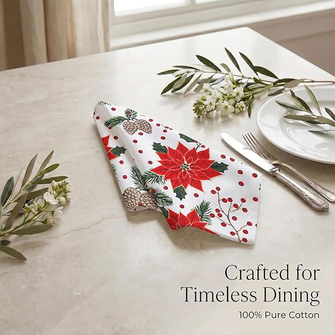 Urban Villa Cloth Napkins 100% Cotton Highly Absorbent Washable Reusable Premium Dinner Napkins Ideal for Gifts for Mothers Day Hotel Farmhouse Parties - Pine Cone Print (20" x 20", Set of 12)