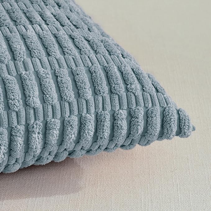 Fancy Homi 4 Packs Decorative Throw Pillow Covers for Living Room Couch Bed, Modern Farmhouse Boho Home Décor Accent Cushion Case, 24" x 12", Light Blue