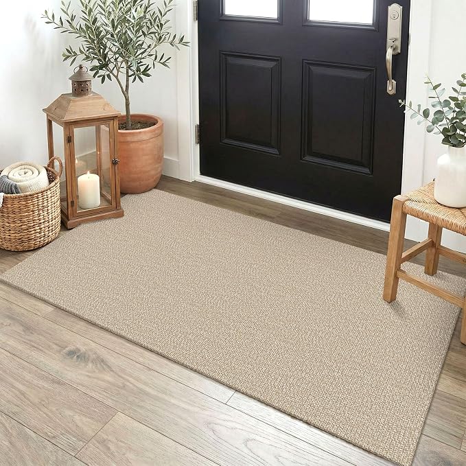 EARTHALL Washable Runner Rug 2x4 Ft Non Slip Runners for Hallways Cotton Rubber Backed Entryway Runner Braided Indoor Floor Runners Carpet for Entryway, Hallway, Kitchen, Bedroom, Black/Grey