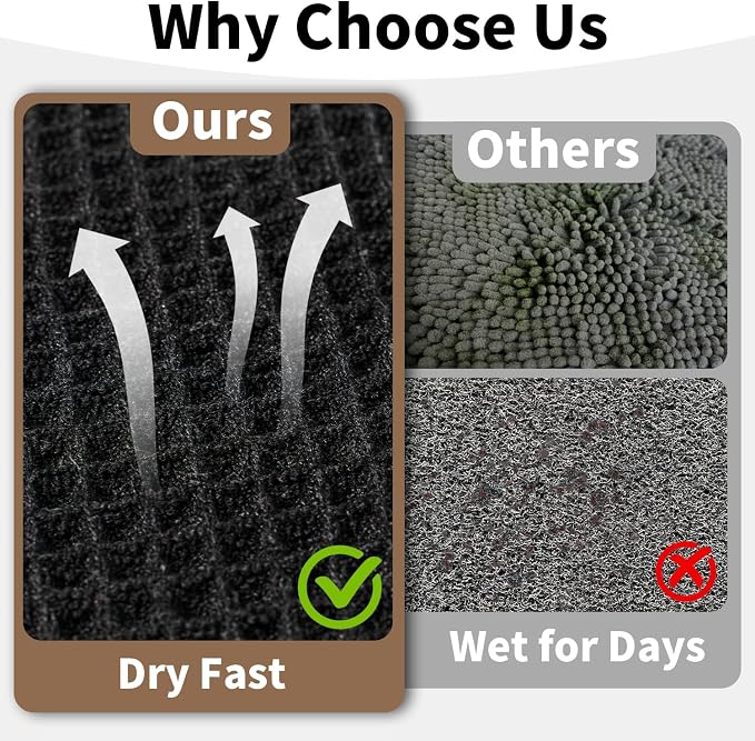 Bathroom Rugs Sets 2 Piece - Waffle Bath Mat Non Slip, Washable Bathroom Mats Absorbent Soft Boho Decor, Quick Dry Shower Mats, 2 Pack 18x30 Inch, Black