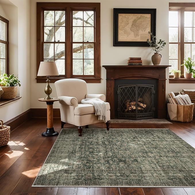 Machine Washable Throw Rugs for Entryway: Door Mat Indoor Entrance 3x5 Rug Boho Small Area Rug Non-Slip Low Pile Kitchen Rug for Front Door Indoor Entrance Entry Kids Room