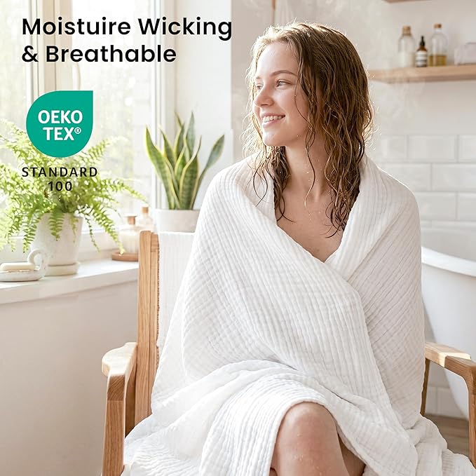 Love's cabin Cooling Muslin Blanket Twin Size, 50% Rayon Derived from Bamboo, 50% Cotton, 4-Layer Lightweight Breathable Summer Gauze Blanket for Bed, Soft for Hot Sleepers and Kids, 60"x80", White