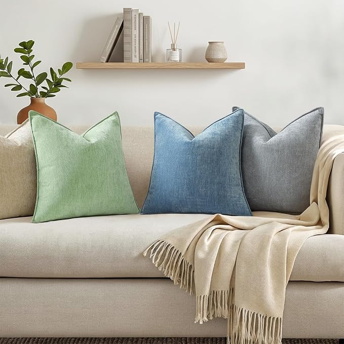 decorUhome Summer Patriotic Coastal Couch Euro Sham Throw Pillow Covers 22x22 Set of 2, Decorative Soft Velvet Chenille Pillow Cases with Elegant Design for Sofa Bed Living Room Home Decor, Poseidon