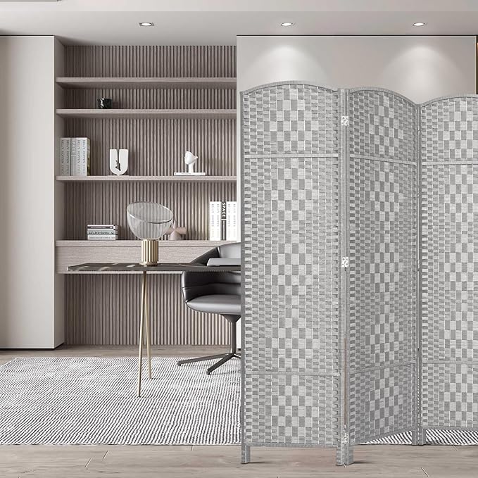 HALLYBEE Room Divider, Room Dividers and Folding Privacy Screens, 16in Privacy Screen, 3 Panel Temporary Wall Partitions, 6ft Space Separation Panel Screen, Stone Grey