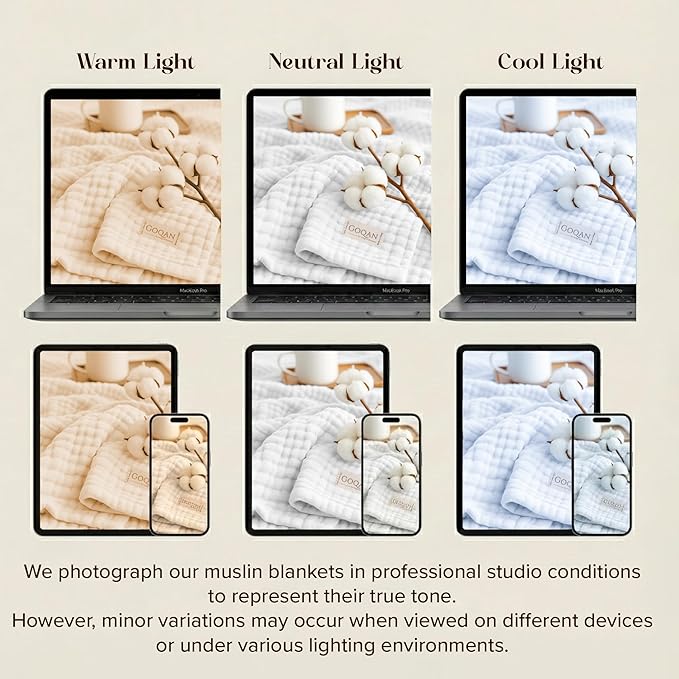 Goqan Muslin Blanket Twin 55x79 – 100% Turkish Cotton 4 Layer Boho Muslin Blanket for Adults, Four Season, Lightweight and Thin, Soft, Breathable, for Bed, Couch - White