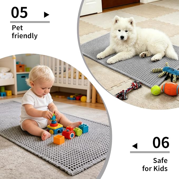 Disolla Waffle Bath Mat, Non Slip Absorbent Bathroom Rug, Machine Washable Quick Dry Ultra Soft Bathroom Floor Mat, Dark Grey & White Bath Rug for Tub Shower, 24''x36''