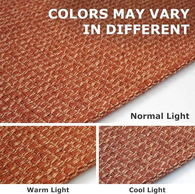 IOHOUZE Washable Runner Rug 3x8 Non Slip Rubber Backed Wide Hallway Runner Entryway Runner Indoor, Kitchen Rugs Woven Floor Carpet for Hall Entrance Bedroom, Burnt Orange/Tan