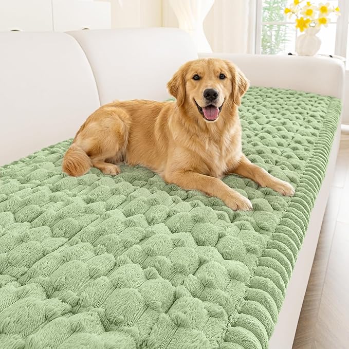 Smiry Couch Covers for Dogs Washable, Non Slip Fuzzy Pet Couch Covers for Sofa, Soft Thick Sofa Slipcovers Furniture Protector Pet Friendly (Sage Green, 27.6" x 47")