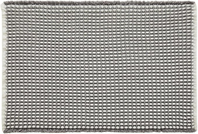 Triohero Waffle Bath Mat, Small Boho Bathroom Rugs Non Slip Washable, Ultra Soft Super Absorbent Quick Dry Farmhouse Bathroom Decor, 16" x 24", Grey & White