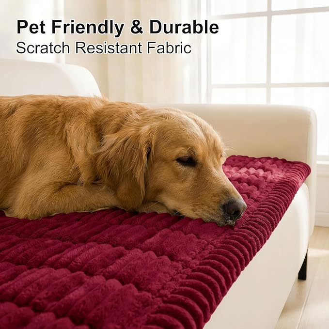 Smiry Couch Cover for Dogs, Non Slip Washable Sofa Protector for Pets, Soft Furniture Cover for Pet, Stylish Sofa Covers, Cozy Protect Against Fur, Dirt & Everyday Messes (Red, 43" x 63")