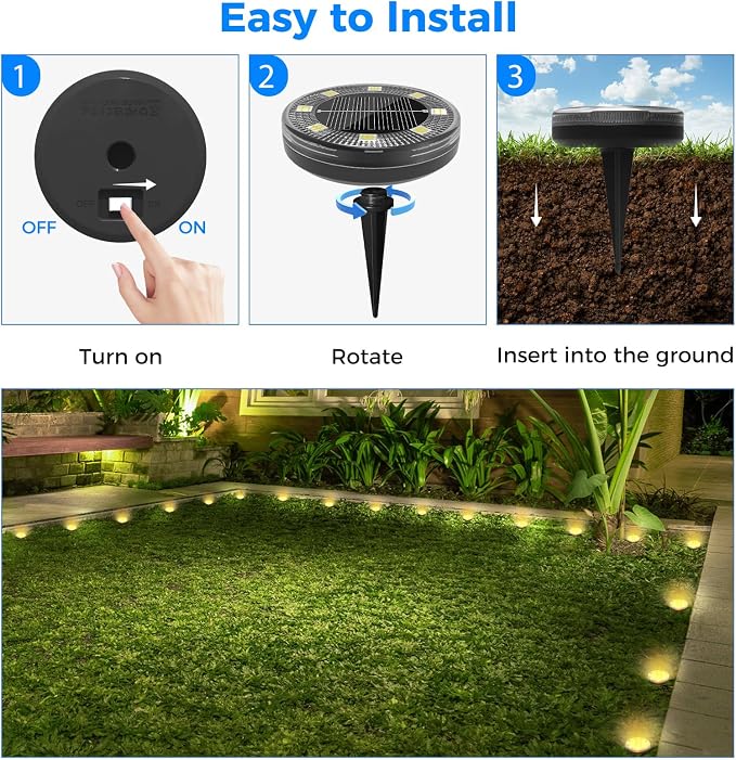 Peasur Mini Solar Ground Lights, 16 Pack Flat Solar Disc Lights Outdoor Waterproof, 2.3 Inch Small Solar Garden Lights Landscape Lighting for Outside Pathway Garden Yard Lawn Walkway,Warm White