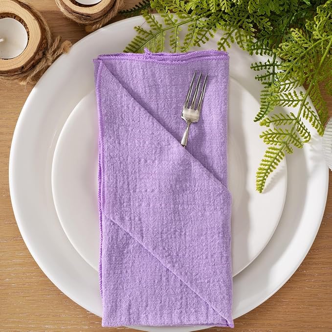 MLMW Purple Lavender Cloth Napkins Set of 10 Linen Summer Napkins Cloth Bulk Washable Table Napkins 16.5"×16.5" for Wedding Party Baby Bridal Shower Birthday Table Decorations