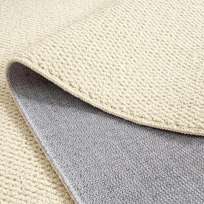 Softlife Faux Jute Washable Area Rug for Front Door Entryway, 3x5 Indoor Non Slip Small Mat for Kictchen Entry Bathroom, Small Solid Boho Natural Rugs for Inside Entrance Hallway, Cream Beige