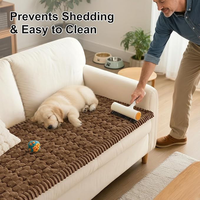 Smiry Couch Covers for Dogs Washable, Non Slip Fuzzy Pet Couch Covers for Sofa, Soft Thick Sofa Slipcovers Furniture Protector Pet Friendly (Chocolate, 27.6" x 27.6")
