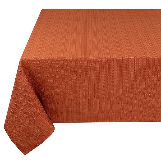 Benson Mills Cameron Textured Fabric Table Cloth, for Everyday Home Dining, Parties, Fall, Harvest, and Thanksgiving Tablecloth (60" x 84" Rectangular, Bison/Rust/Burnt Orange)
