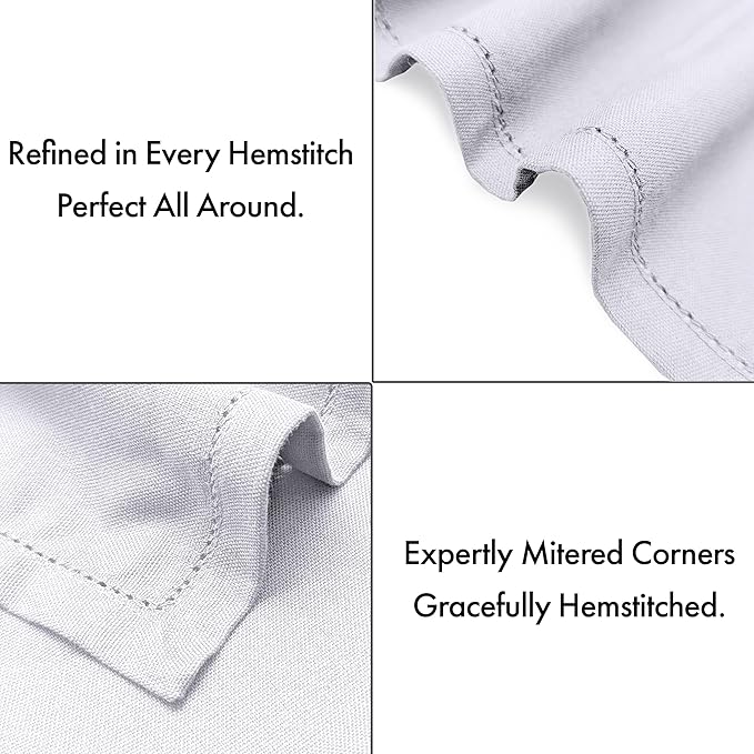 Ruvanti Cloth Napkins Set of 12, 100% Cotton High GSM 18x18 Inches, Hem Stitched Corners, Soft, Washable, Highly Durable & Absorbent, Perfect for Parties, Christmas, Thanksgiving Dinners – White