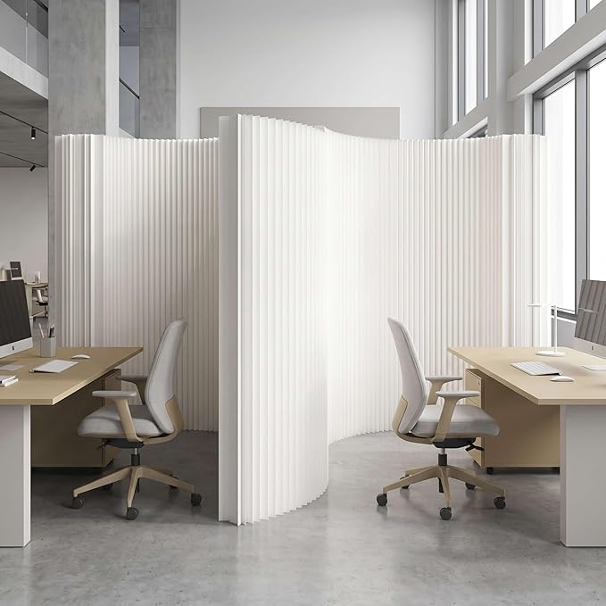 Folding Paper Room Divider Panel, Portable Partitions Wall Divider for Room Separation, Retractable Accordion Privacy Screens for Dorm Studio Office, Easy for Use and Store, Versatile Shapes, White