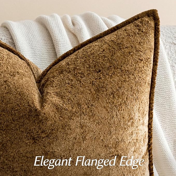 a moment Throw Pillow Covers 22X22 Inch 4 Packs,Soft Velvet Decorative Pillow Cases with 3D Ice Flower,Texture Modern Accent Cushion Covers for Sofa Couch Home Decor Golden Brown