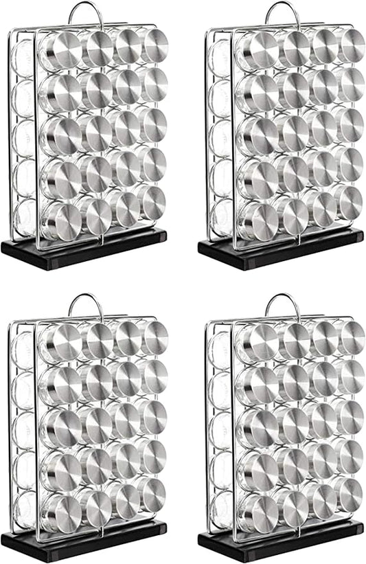 Amazon Basics 20 Jars Spice Organizer Rack, Silver (Pack of 4)
