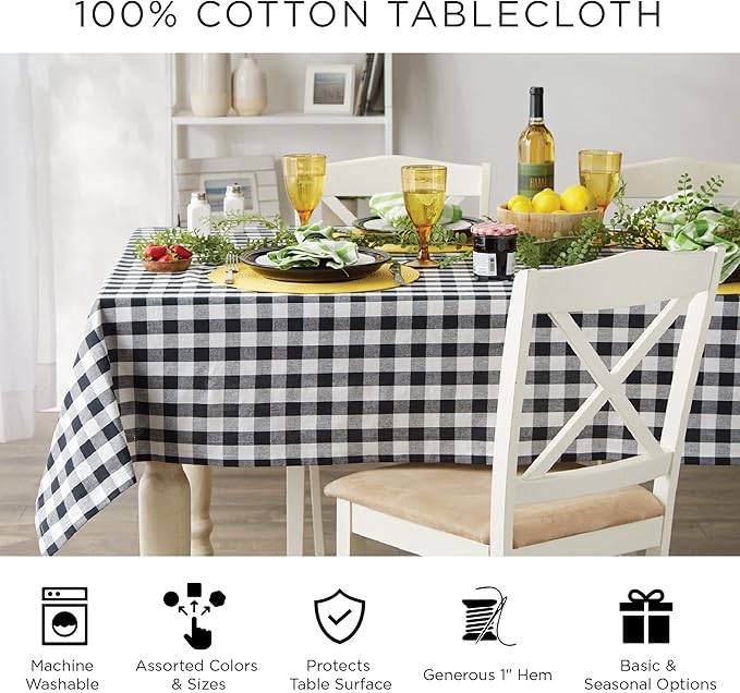 DII French Stripe Dining Table Collection Farmhouse Style Tablecloth, 70 Inches Round, Taupe/Gray