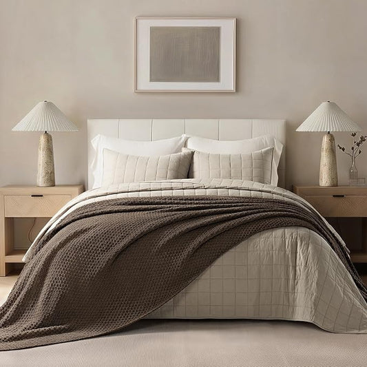 EVERGRACEHOME Chunky Chenille Knit Throw Blanket for Couch, Soft Luxurious Oversized Queen Moss Stitch Blanket for Bed, Cozy Farmhouse Knitted Throw for Sofa, Cocoa Brown, 90" x 90"