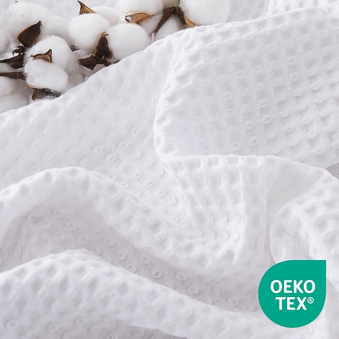100% Egyptian Cotton Waffle Weave Blanket King Size for Bed, 320 GSM - Breathable and Soft for Spring Summer, Lightweight All Season Bed Blanket for Couch, Sofa (104x90 Inches, White)