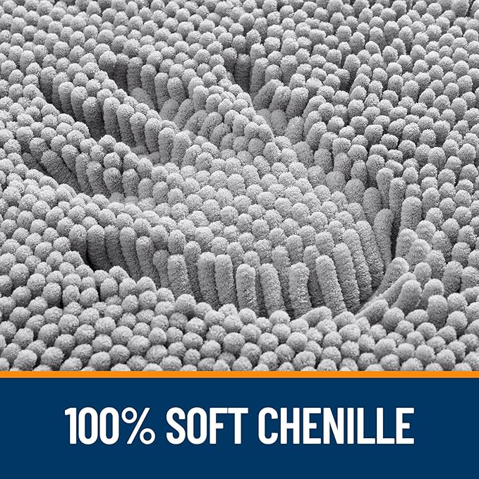 OLANLY Small Bathroom Rugs 24x16, Extra Soft Absorbent Chenille Bath Rugs, Rubber Backing Quick Dry, Machine Washable Bath Mats for Bathroom Floor, Tub and Shower, Home Decor Accessories, Grey