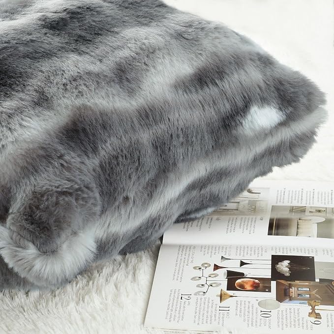 MADIZZ Pack of 2 Thick Plush Faux Wool Throw Pillow Covers Soft Boho Throw Pillows Luxurious Cushion Covers for Couch Sofa Bedroom Living Room Home Decor Euro Sham 26x26 Inch Dark Grey