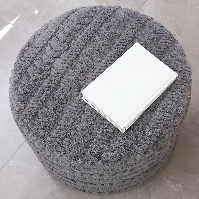 Asuprui Round Footstool Ottoman, 20x14 Inches Multi-Functional Modern Foot Stool,Floor Poufs, Sofa Footrest Extra Seating for Living Room, Entryway, Hallways and Bedrooms (Gray)