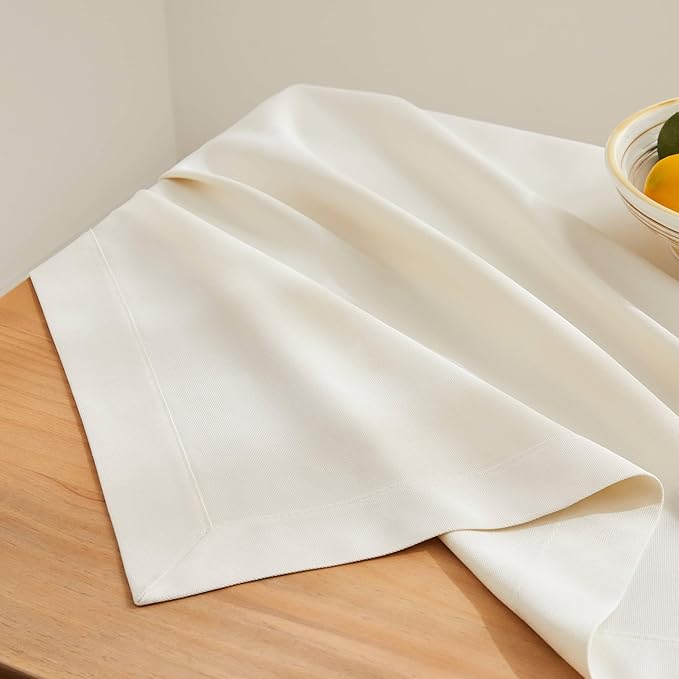 ZeeMart Basic Linen Textured Table Cloth, 52 x 70 Inch Ivory, Farmhouse Style Off White Rectangle Tablecloth, Wrinkle Resistant Washable Heavy Weight TableCloths