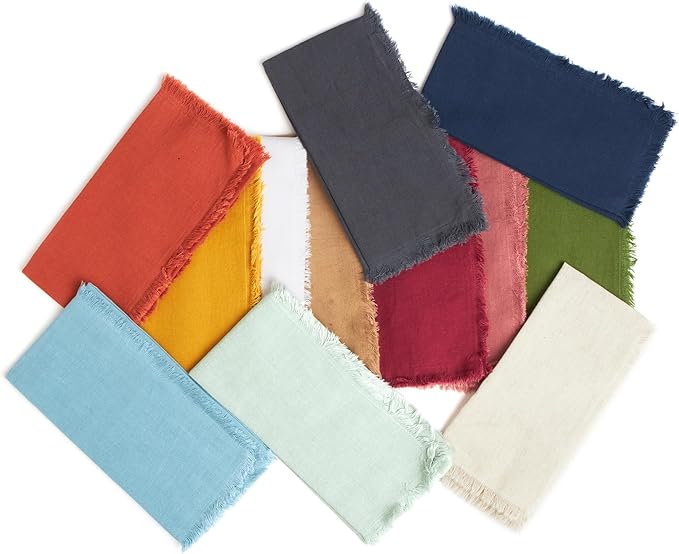 ACCENTHOME Teal Cotton Linen Napkin Set of 12 18x18 inch Dinner Napkins - Washable Soft Premium Hotel Quality Reusable Napkins Perfect Table Napkins for Family Dinners, Weddings & Everyday Use