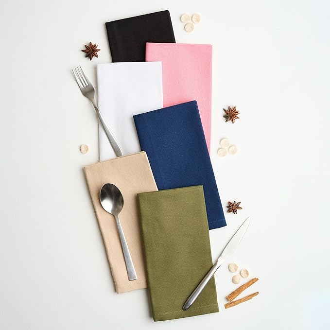 Cloth Napkins Set of 6 – Taupe 18x18 Inch Cotton Dinner Napkins – Soft, Reusable, Washable, Durable & Absorbent Table Napkins – Wedding, Restaurant, Hotel, Event Party Napkins – Casa De Lan