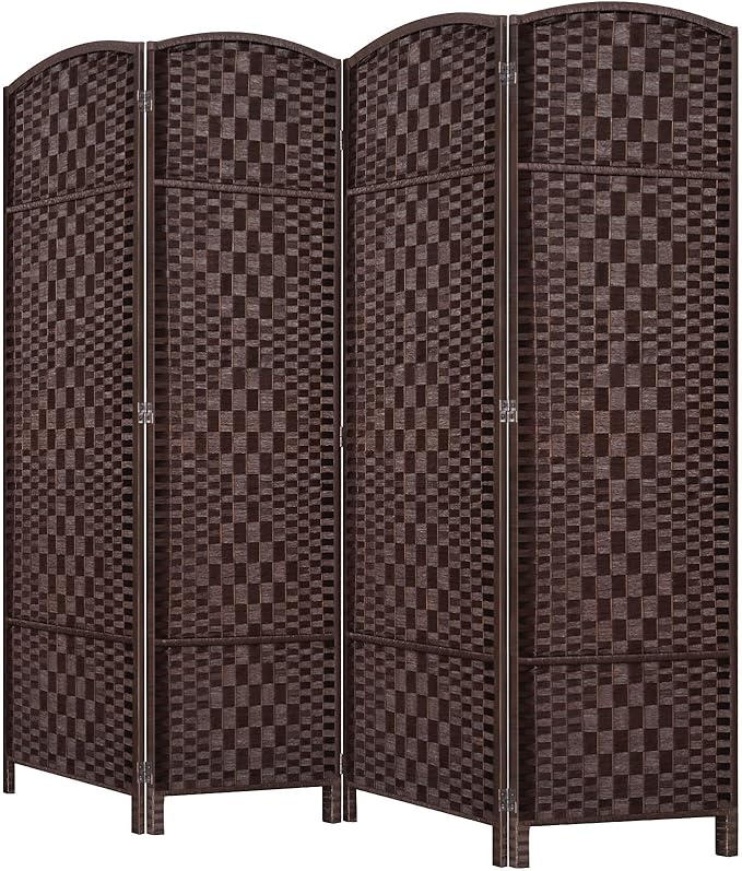 HALLYBEE Room Divider, Room Dividers and Folding Privacy Screens, 16in Privacy Screen, 4 Panel Temporary Wall Partitions, 6ft Space Separation Panel Screen, Brown