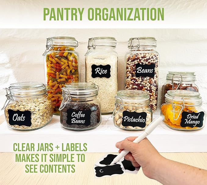 Glass Jars with Lids Food Storage Jars with Airtight Lids Leak Proof Glass Canisters Kitchen [32 oz - 3 Pack]