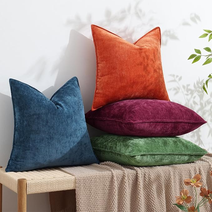 decorUhome Summer Patriotic Coastal Couch Euro Sham Throw Pillow Covers 24x24 Set of 2, Decorative Soft Velvet Chenille Pillow Cases with Elegant Design for Sofa Bed Living Room Home Decor, Poseidon