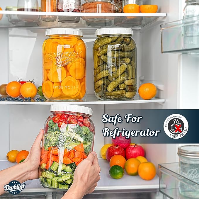 1 Gallon Glass Jar with Airtight Lid, Large Mason Jar Extra Wide Mouth for Flour Sugar Food Storage Containers with Scale Mark(1 PCS), Canning Jars for Sun Tea, Kombucha, Cookie, Pickle, Fermenting