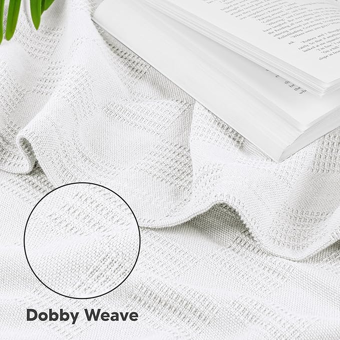 Utopia Bedding 100% Cotton Thermal Blanket White Queen Size Soft, Lightweight, Breathable, Cozy Spring and Summer Blankets for Bed, Home Room Decor Gifts for Women and Men (90x90 Inches)