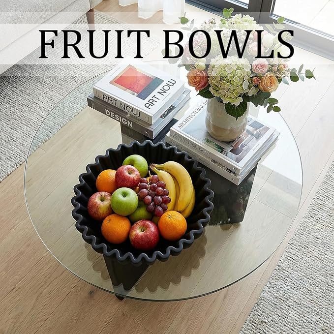 Decorative Bowls for home decor, fruit bowl for kitchen counter, Scalloped key bowl for entryway table